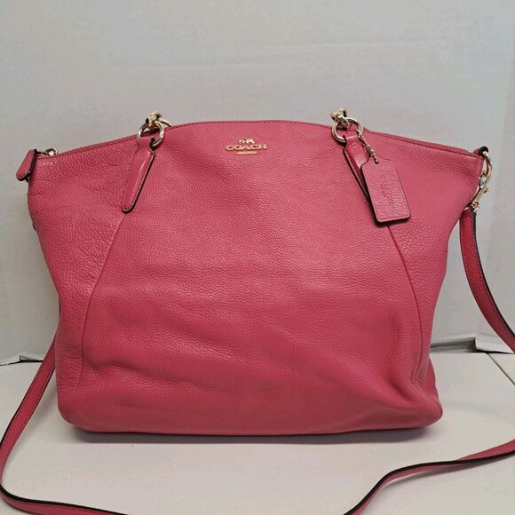 Coach Handbags - Coach Kelsey Dahlia Pink Pebbled Satchel